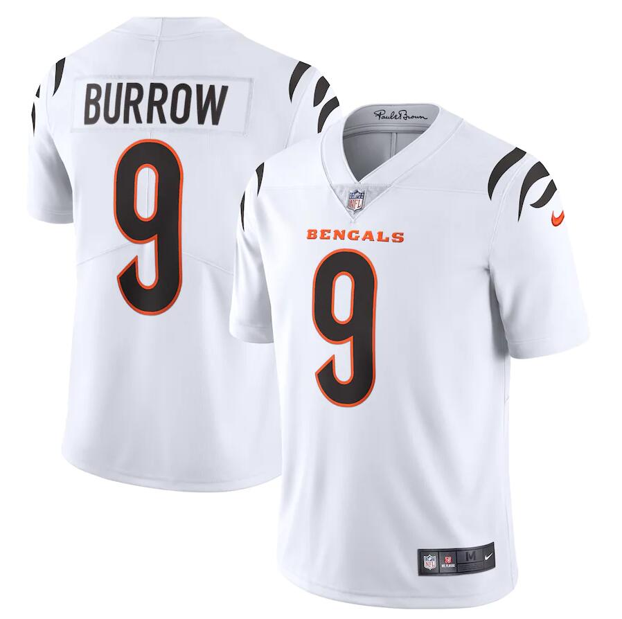 Men Cincinnati Bengals 9 Joe Burrow Nike White Vapor Limited NFL Jersey